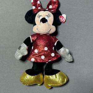 TY Sparkle Beanie Babies Collection Disney Minnie Mouse Plush